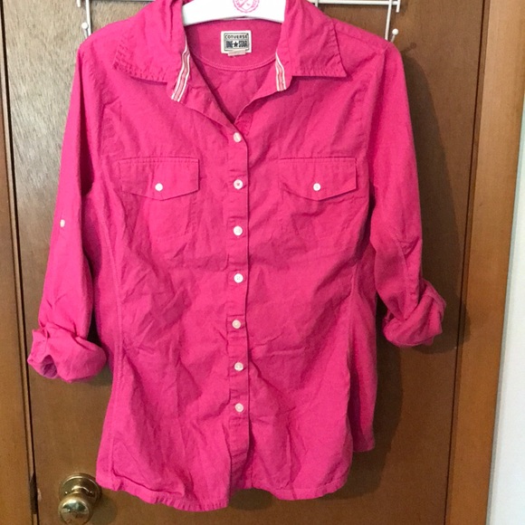 converse button up shirt womens